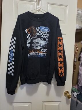 Ford Black Crewneck Sweatshirt with Orange and White Graphics